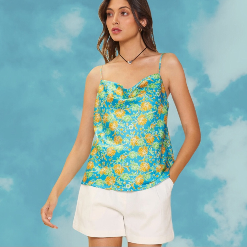 Floral Cowl Neck Blouse